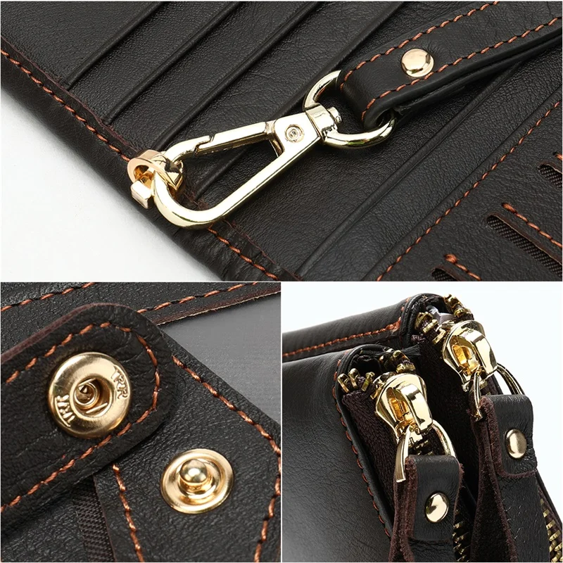 

NIUCUNZH leather purses for men designer purse luxury brand vintage clutch for men long engraved wallets male money bag wristlet