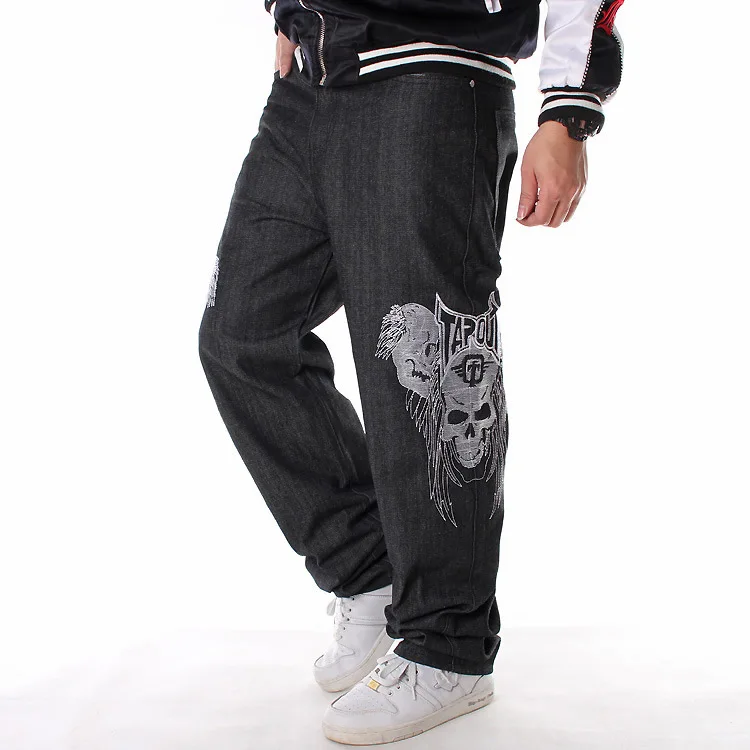 Sale New Straight Denim Trousers 2021 Loose Hip Hop Jeans Men Printed Hip-Hop Embroidered Skull Influx Of Casual Skateboard Pant