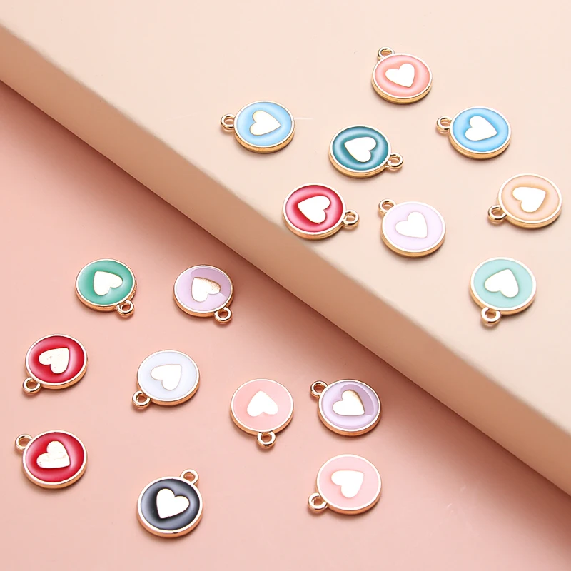 

10 Pcs Heart Charms Pendant Enamel Charms Bracelet For Jewelry Making Handmade Craft Accessories