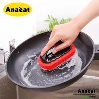 anaeat 1pc magic kitchen sponge descaling clean pan pot windows cleaning brush sponge with hand protector cook accessories