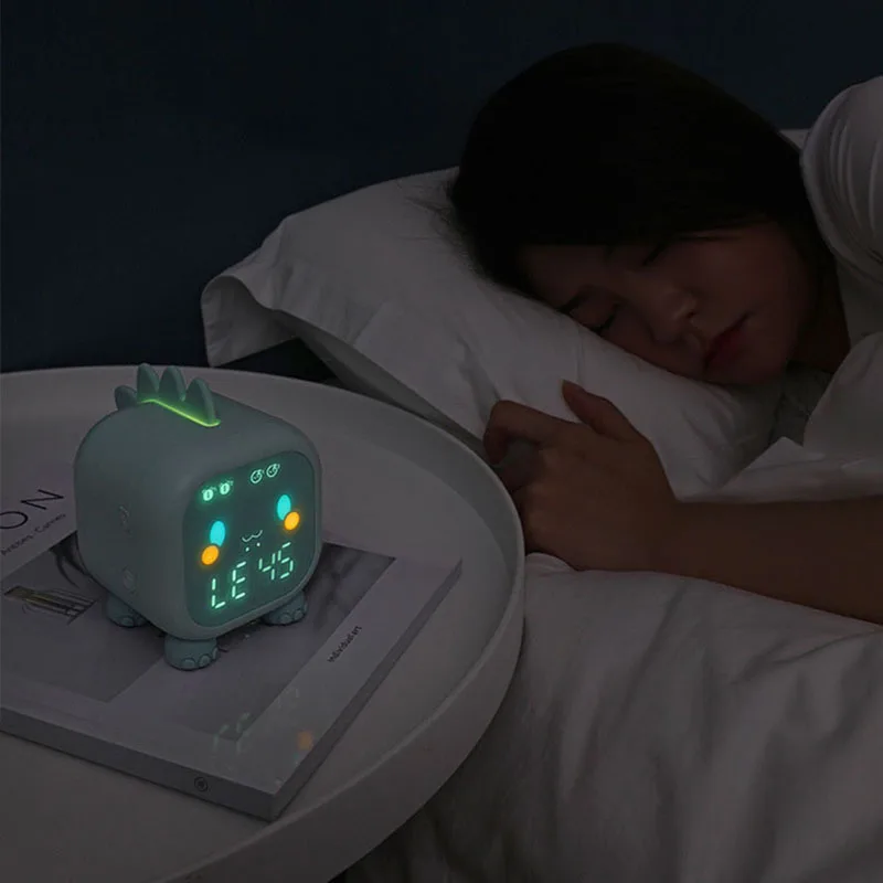 Xiaomi Led Cartoon Alarm Clock Voice Control Timed Night Light Kids Sleep Training Desktop With Temperature Display | Бытовая техника