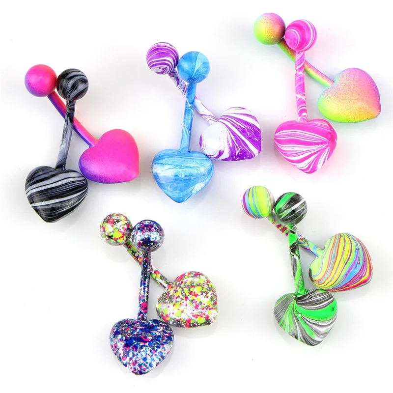 10 шт красочные сексуальные живота шпильки для пирсинга 8 мм сердце кнопка пупка