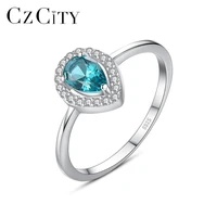 czcity blue oval topaz promise open original rings for women 925 sterling silver wedding engagement luxury fine jewelry gifts