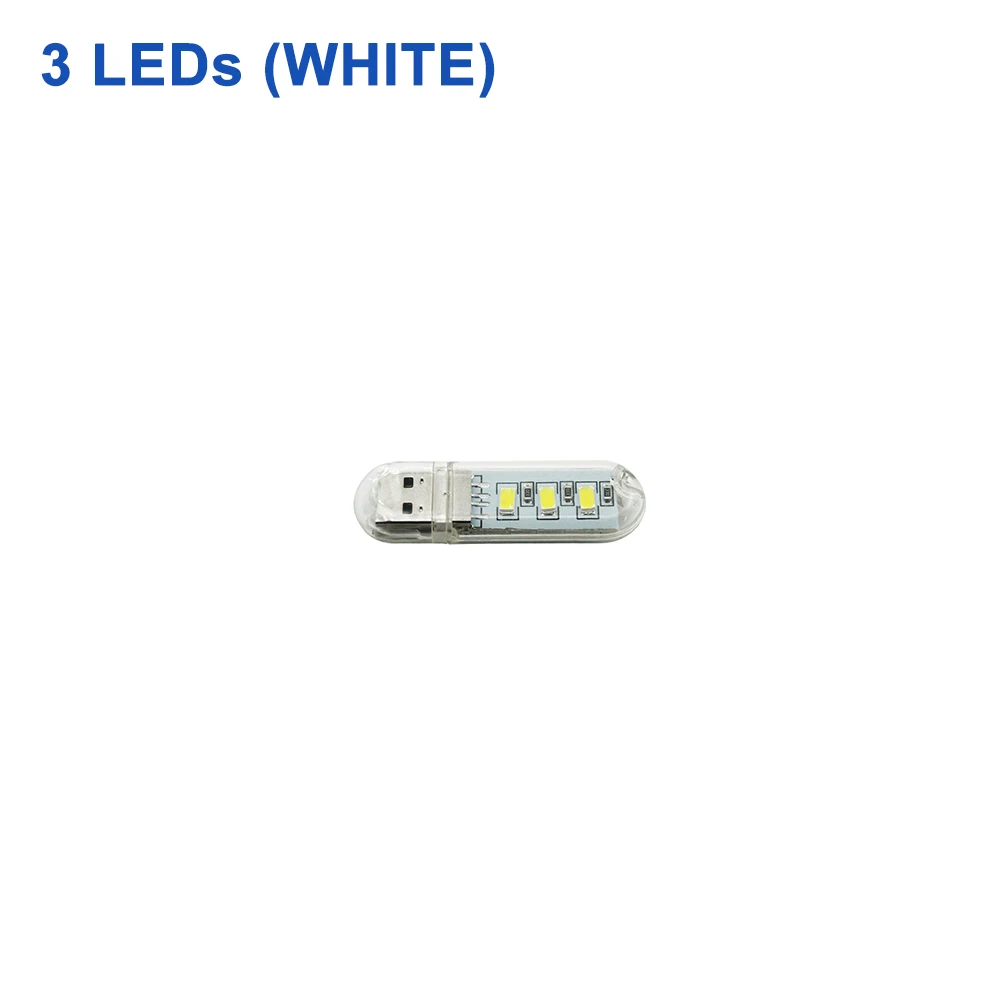 3LEDs White DC5V мини USB светодиодный Ночной светильник 3 светодиодный s 8 светодиодный s 10 светодиодный s 24 светодиодный s книга лампа удлинитель США штекер Адаптер для чтения ноутбука power Bank - Испускаемый цвет: 3LEDs White