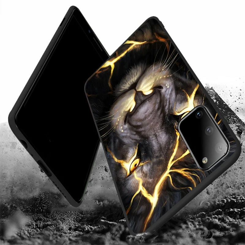 Lion Tiger Case for Samsung Galaxy S21 A51 A50 A71 S20 A21S A12 A52 A72 A70 S10 S9 S8 S10e Note 20 10 9 8 Plus Ultra Black TPU