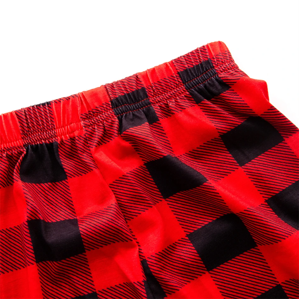 2022 Short Sleeve Christmas Pajamas Family Matching Outfits Plaid Father Mother & Kids Xmas Sleepwear Mommy and Me Pj's Clothes