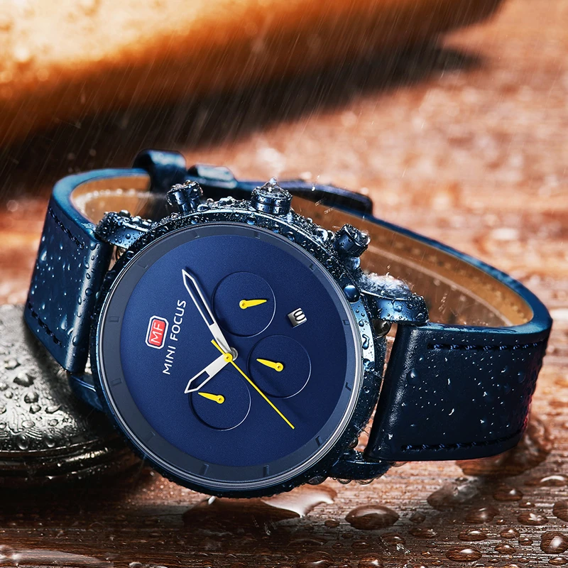 Мини фокус Модные кварцевые мужские часы Топ Бренд роскошные наручные хронограф