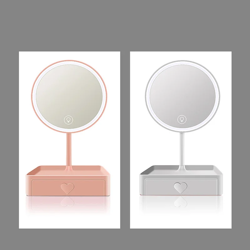 Настольный макияж зеркало коробка для хранения светодиодный трехцветный