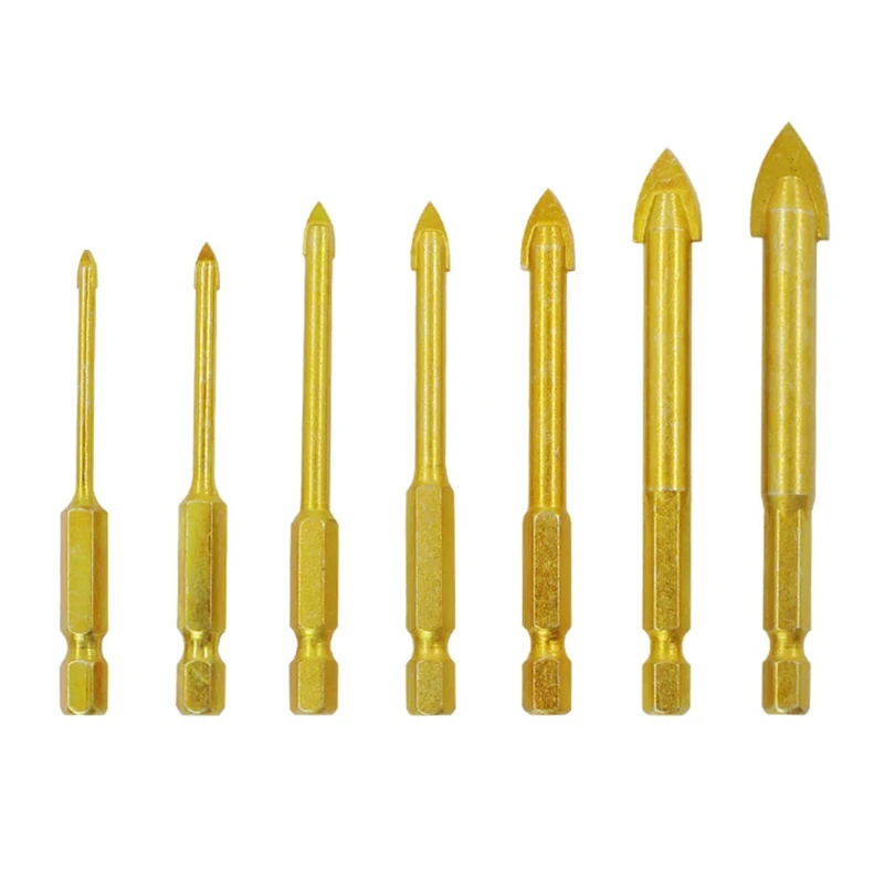 

Strong 7 Pcs Triangle Drill Set 3-12 Mm Ceramic Concrete Drilling Tool with Hexagonal Handle for Glass Tile Ceramic