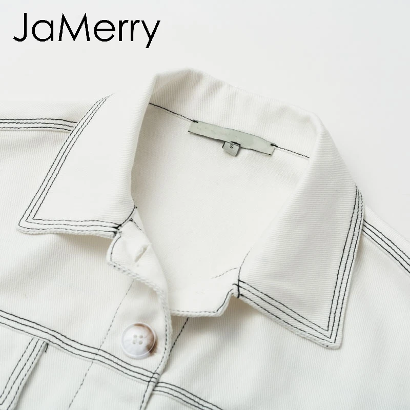 JaMerry винтажная элегантная Хлопковая женская куртка на пуговицах с длинным рукавом, осенняя повседневная женская верхняя одежда, пальто с высокой талией, офисное Женское пальто