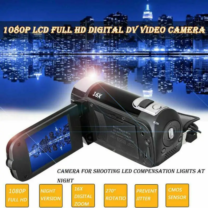 1 шт. Новая цифровая видеокамера D100 1080P HD TFT LCD 24MP 16X Zoom DV AV Ночное Видение Поддержка