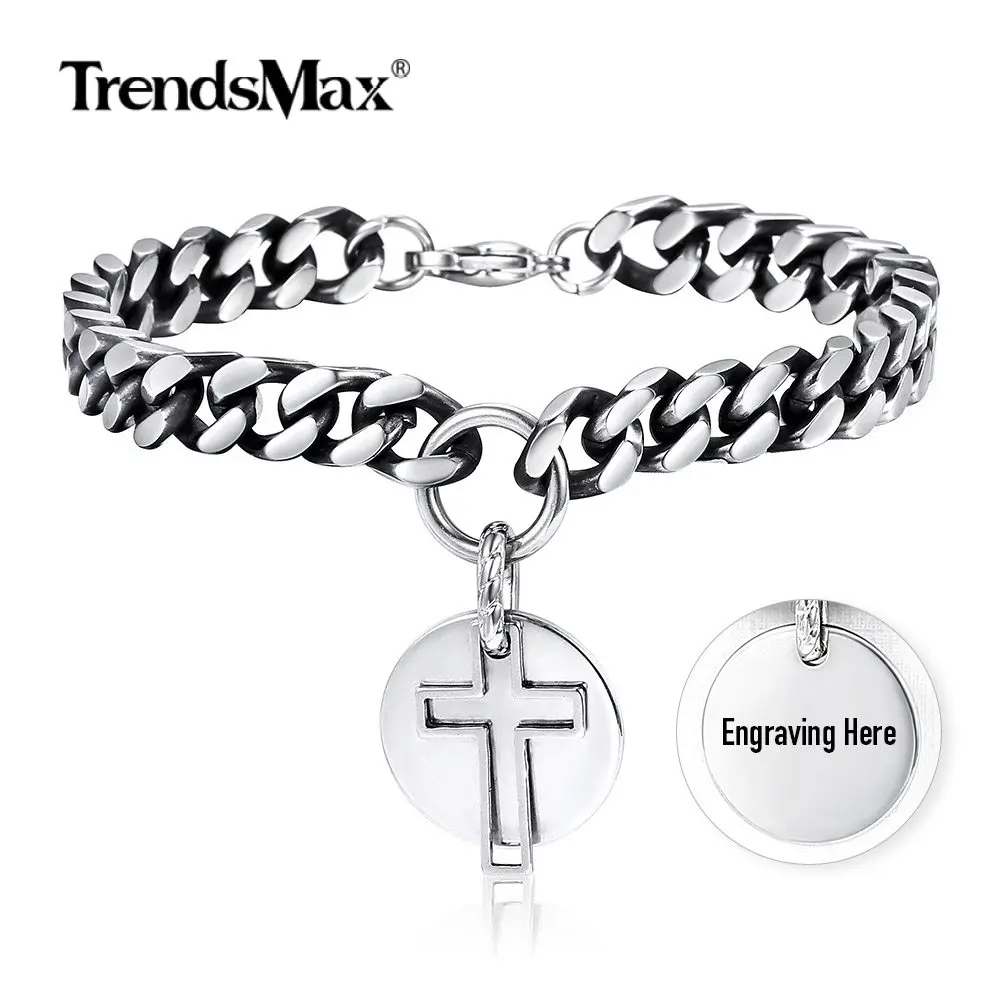 Мужской браслет Trendsmax из лавы и нержавеющей стали окисленный тон DB265 | Украшения