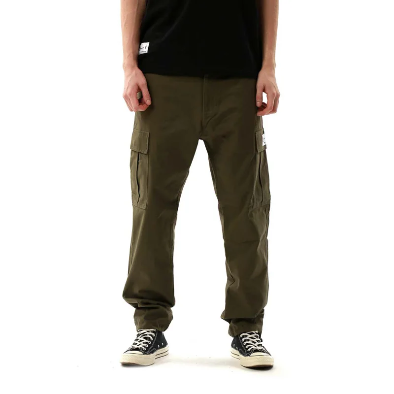

CROXX Techwear Men's Drawcord Waist Straight Cargo Pants Ankle Banded Hip Hop Style Punk Fashion
