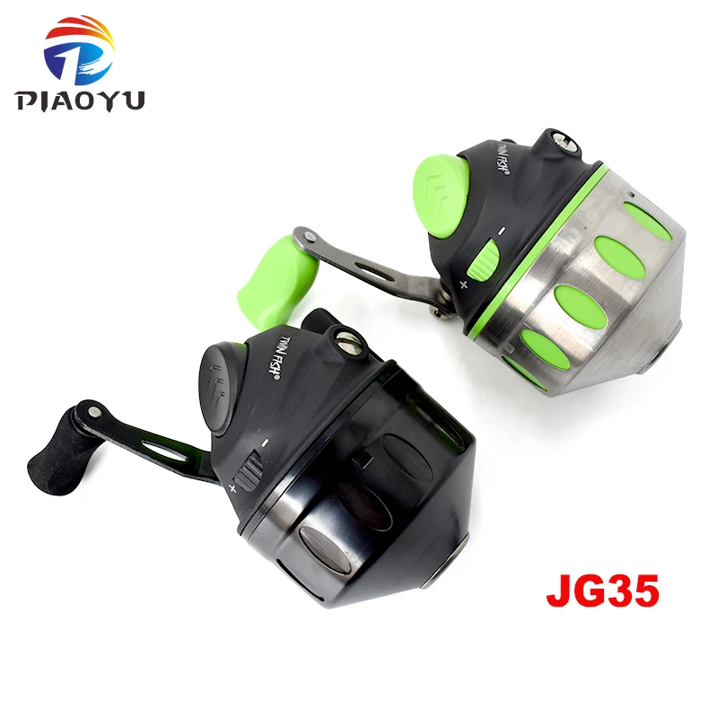 JG35 New Fish Wheel Black/green High Speed Ratio 4.3:1 Metal Fishing Reel for Outdoor Shooting Slingshot and Fishing Rod
