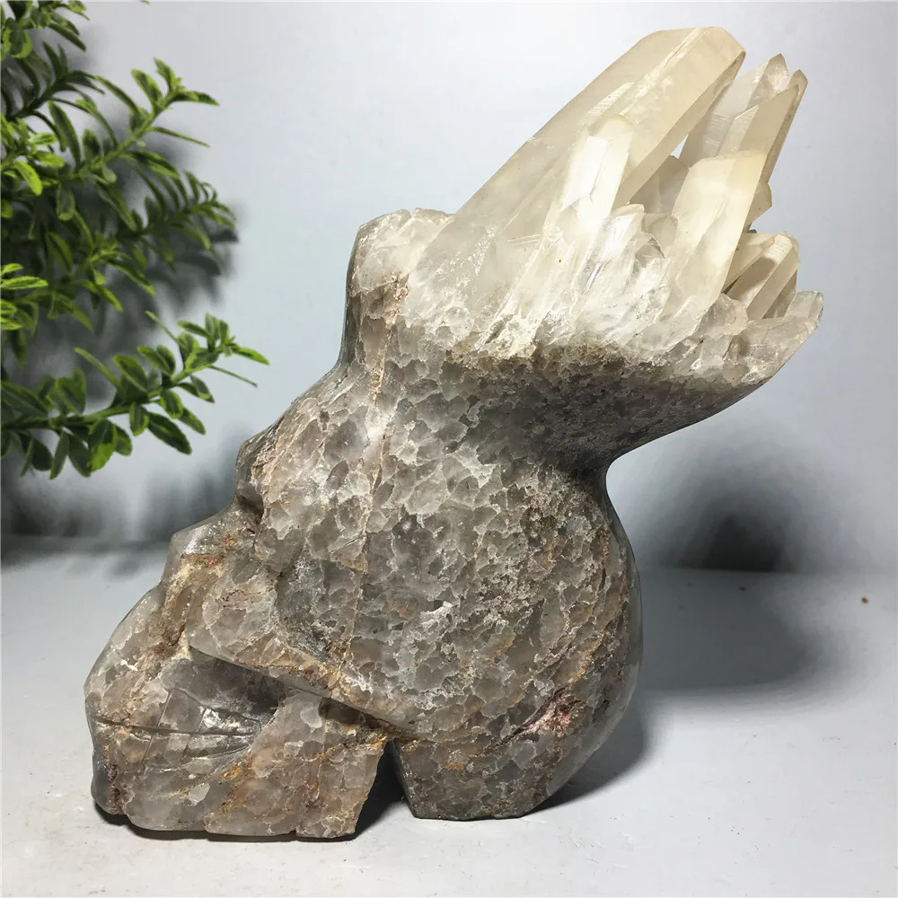 

Natural Cranium Quartz Crystal Stones Wedding Home Decoration Chakras Treatment Halloween Fengshui Wicca DIY Gift Reiki Skull