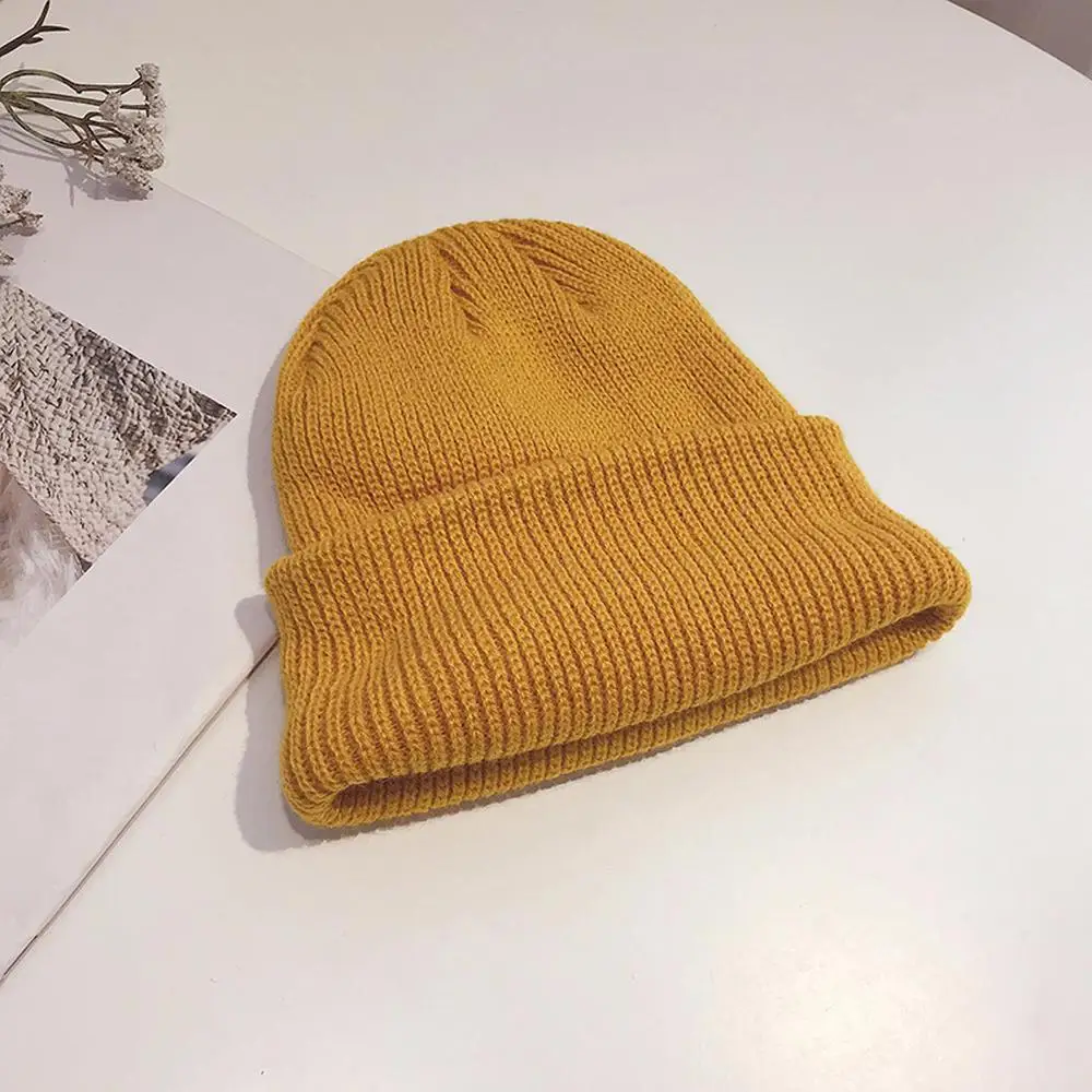 

Women Beanie Sleeve Cap Knit Cotton Pure Color Simple No Brim Multicolor High Quality Popular Girl Hat Outdoors