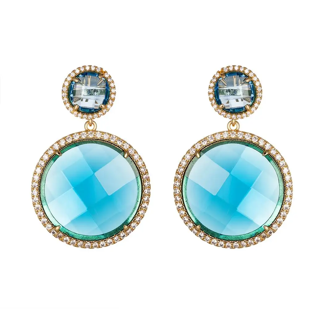 Горячая Распродажа круглые серьги золотые металлические кубический циркон