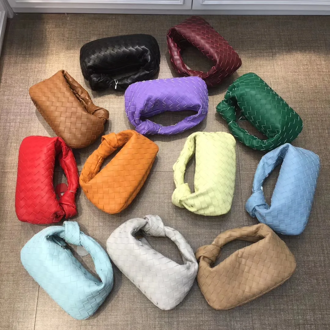 

High Quality Hand-Woven Women's Hobos Bag 2021 Fashion Brand Designer Handbags Leather Shoulder Small Dumplings Bags Clutch