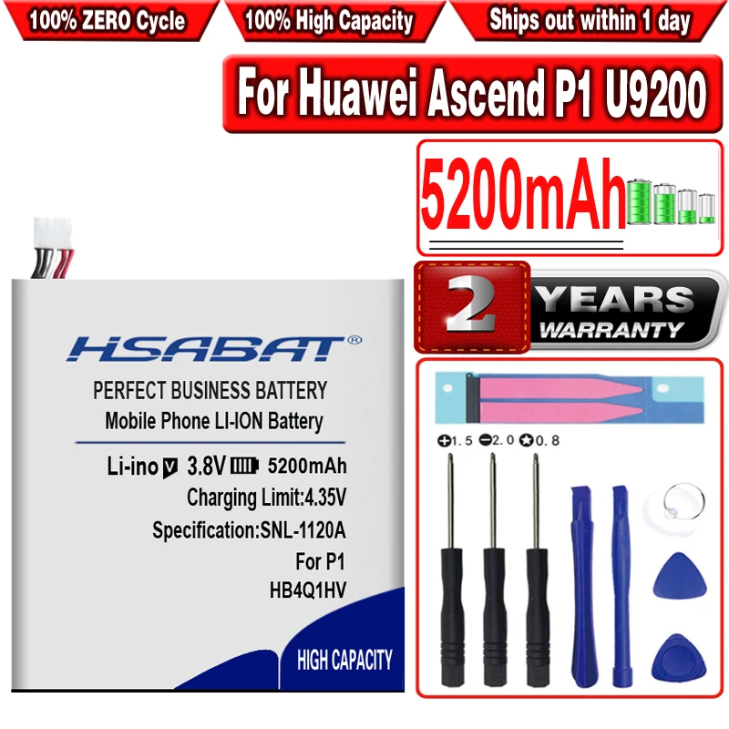 HSABAT новый аккумулятор 5200 мАч HB4Q1HV для Huawei Ascend P1 U9200 T9200 U9500 D1 | Мобильные телефоны и