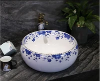 chinese ceramic blue and white traditional circular retro creative art basin