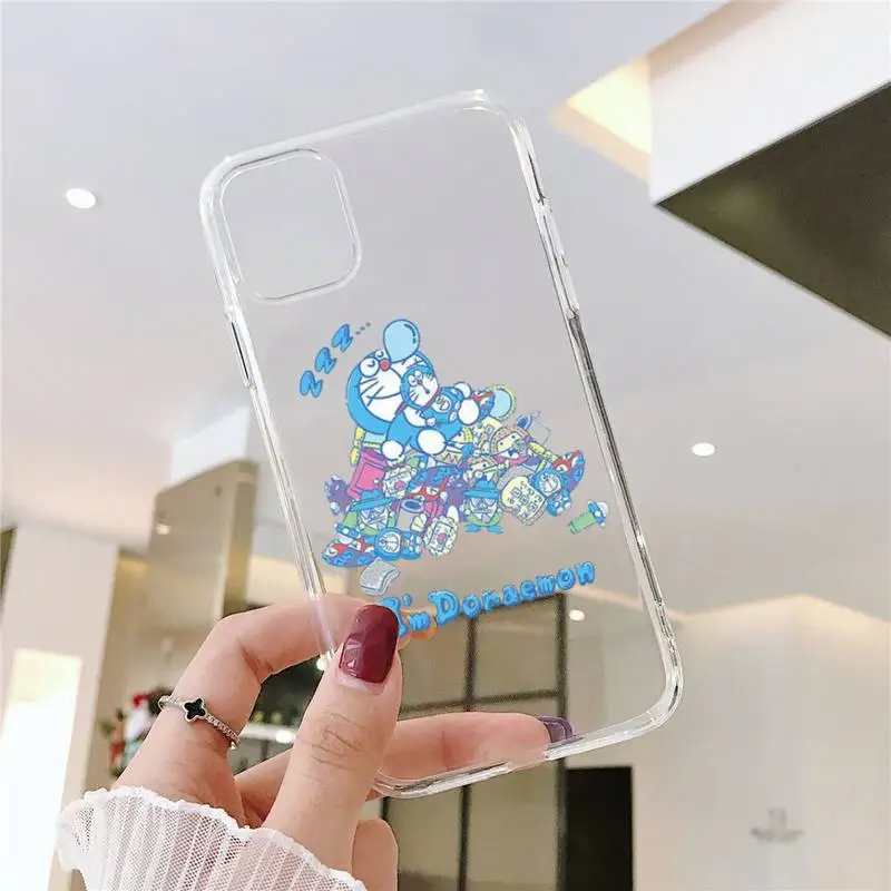 

Cute Cartoon Doraemon Robot cat Phone Case Transparent soft For iphone 5 5s 5c se 6 6s 7 8 11 12 plus mini x xs xr pro max