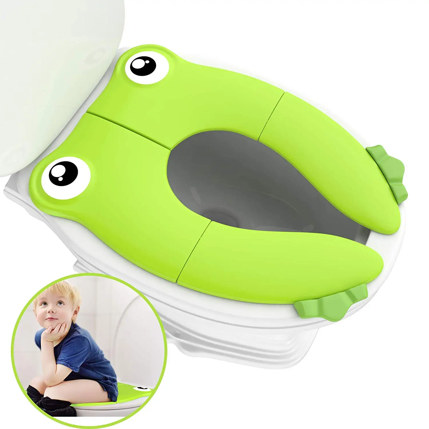 

Travel Portable Folding Potty Training Toilet Seat Cover, Non Slip Silicone Pads, Suitable for Kids Baby Boys and Girls