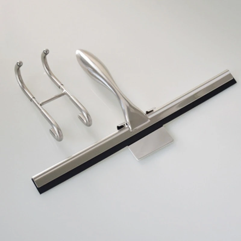 

Stainless Steel Bathroom Squeegee Window Wiper Cleaner with Sticky Hanging Hook for Car Home Retailsale