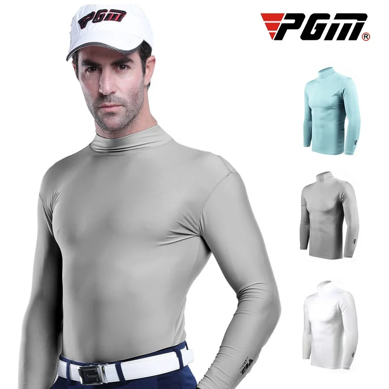 

Men‘s Golf Clothing Summer Long Sleeve Ice Silk Anti-UV Shirt O-Neck Breathable Tight Underwear Size M-XXL