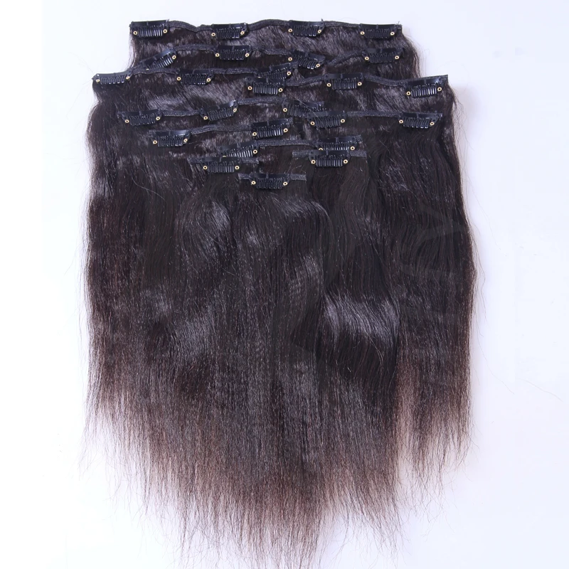 Светильник-итальянские прямые накладные человеческие волосы на клипсе полный