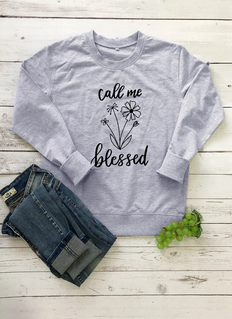 Женская толстовка с буквенным принтом Call Me Blessed милым цветком и графическим