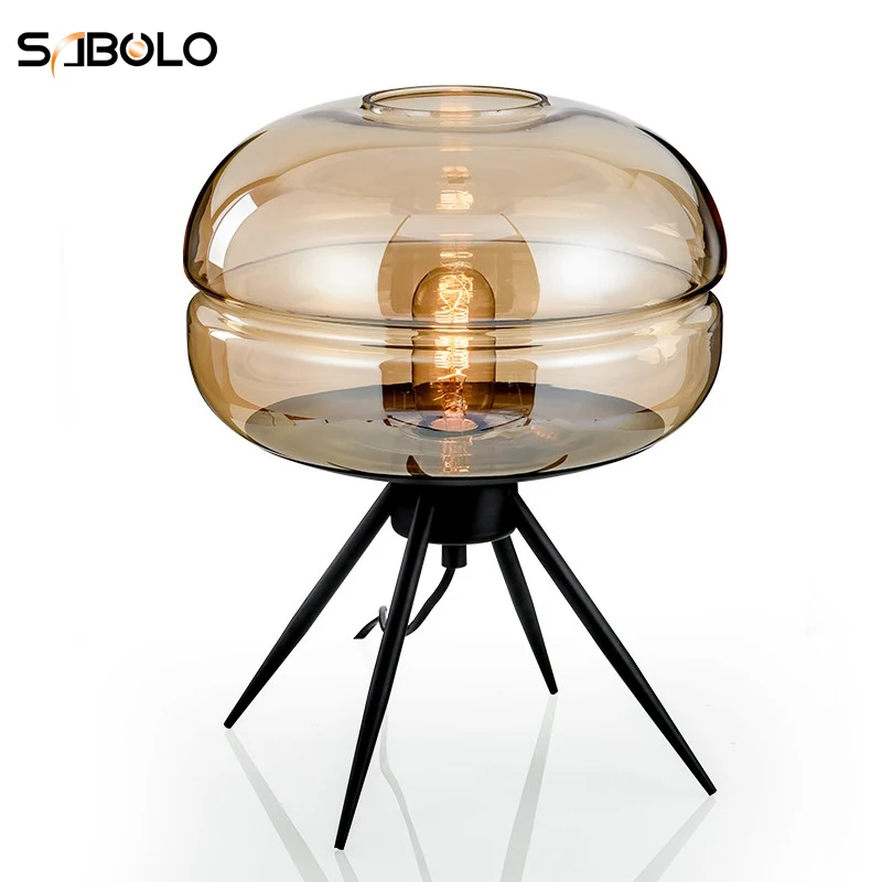 Современная настольная лампа креативный стеклянный абажур для спальни