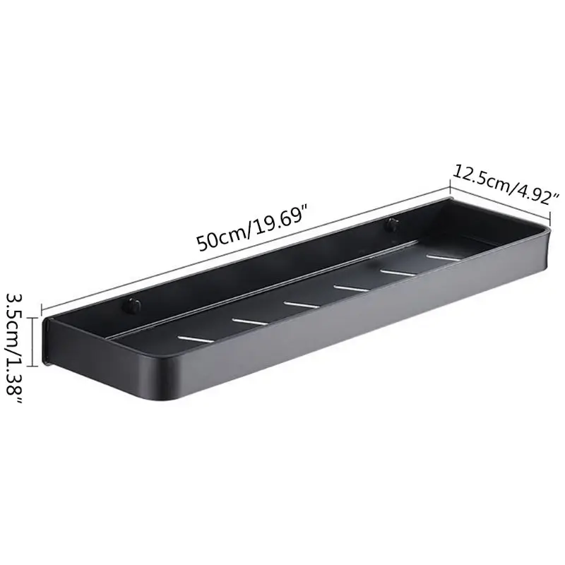 

Wall Mounted Bathroom Shelf with Towel Bar Aluminum Shampoo Shower Gel Holder