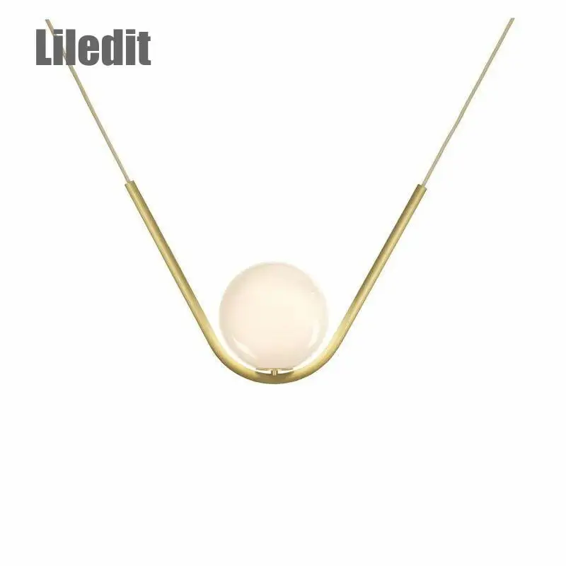 

Modern Pendant Lighting Fixture Kitchen Dining Room Living Luminaire Hanging Lamps Glass Ball Golden Suspension Lights Home Deco
