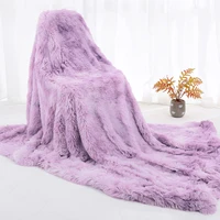 soft baby decorative warm blanket cover tie dye reversible shaggy blanket faux fur fluffy solid plush crystal velvet blanket p35
