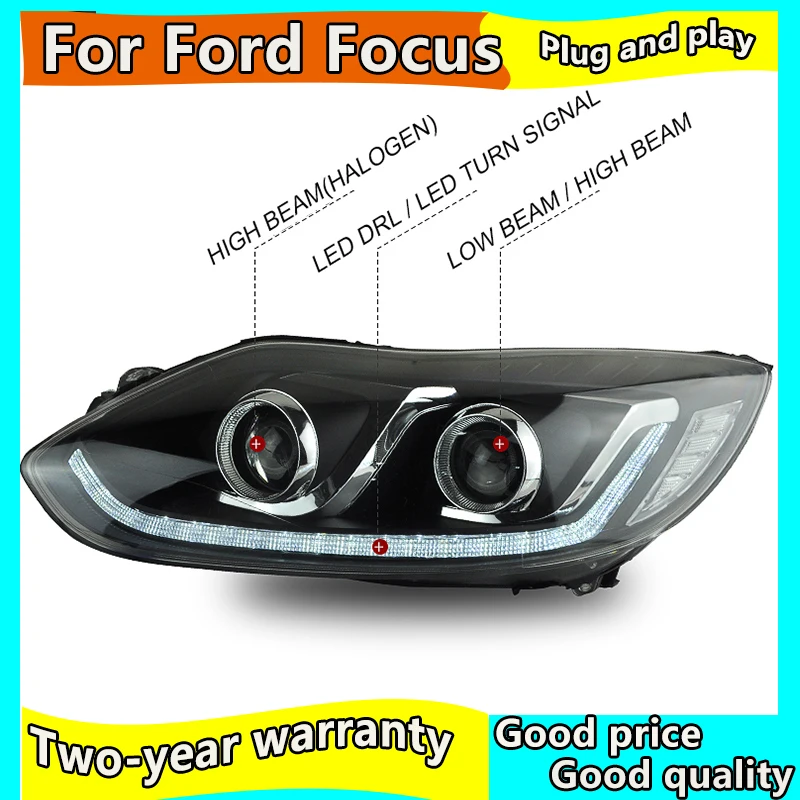 Автостайлинг для Ford Focus фары 2012 2014 светодиодный ные DRL Биксеноновые линзы дальний