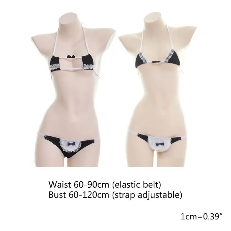 Женское нижнее белье сексуальный аниме горничная Косплей кружевной микро