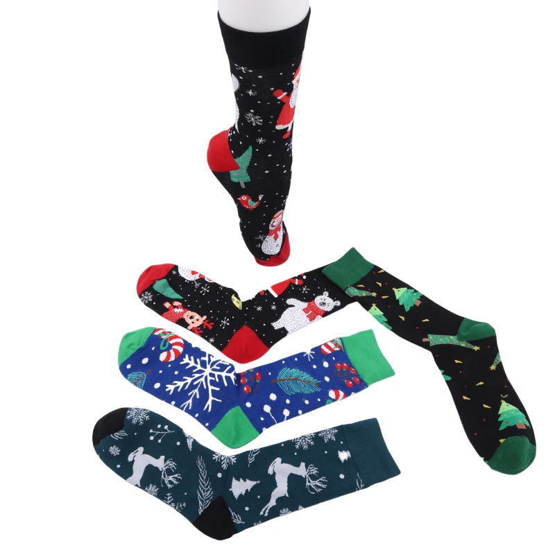 

Christmas Tree Snow Elk Gift Cotton Happy Men Socks New 2021 Autumn Winter Christmas Woman Socks Funny New Year Santa Claus