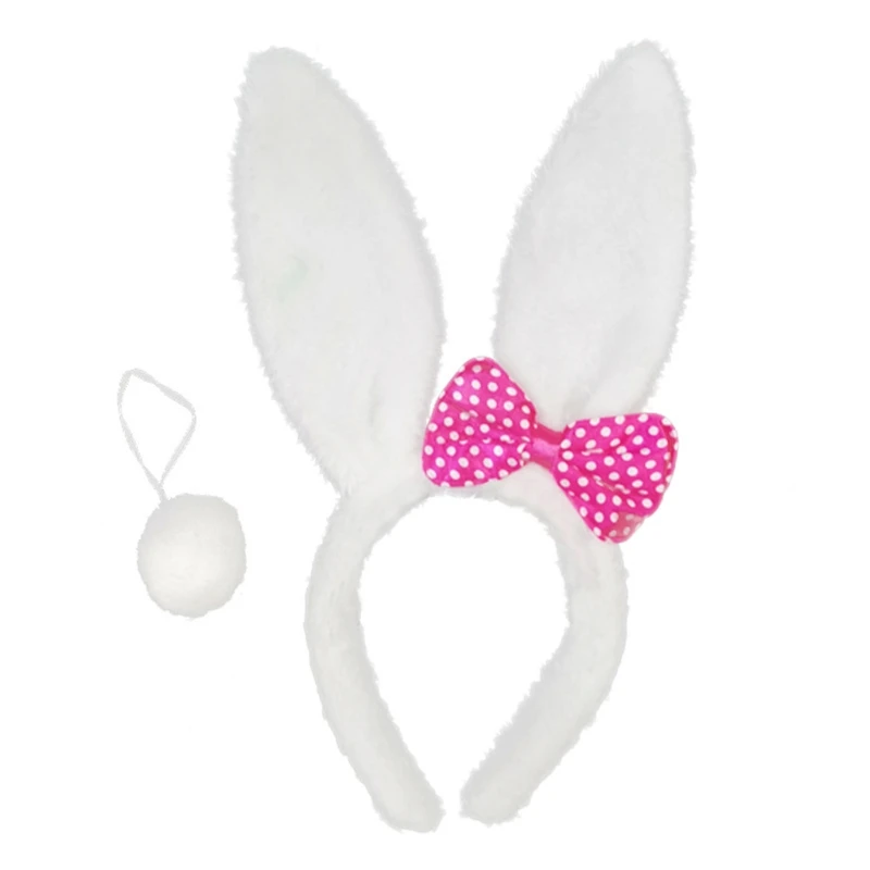 

Easter Bunny Costume Rabbit Ears Headband Bowtie Tail Pink mesh Tutu Skirt Performance clothing Acting suit cosplay props