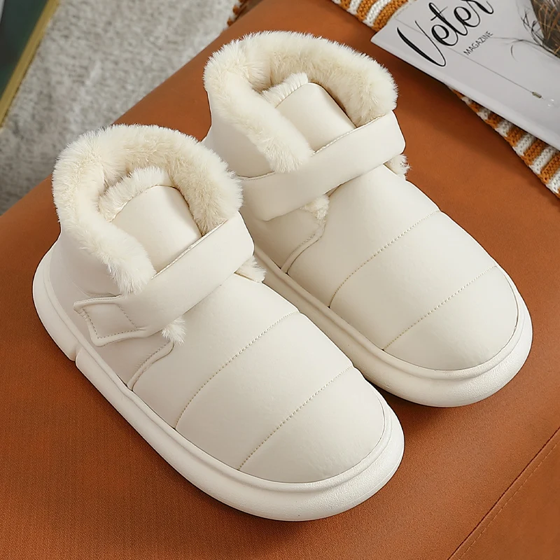 

ASIFN Cotton Slippers Women's Winter Cold-proof Warm with Heel Down Waterproof Home Indoor Non-slip Men Plus Cotton Comfortable