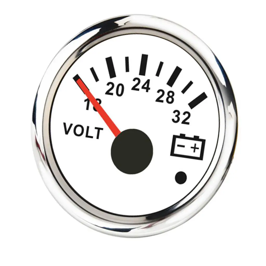  Universal 52mm Voltmeters Voltage Gauges Meters 18-32V for Boat Yacht Auto Motor Home Truck White 2Inch |