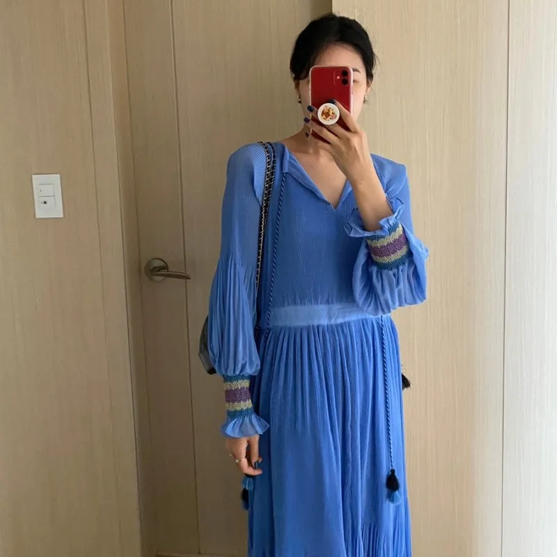 

2021 new design pleated long dress women