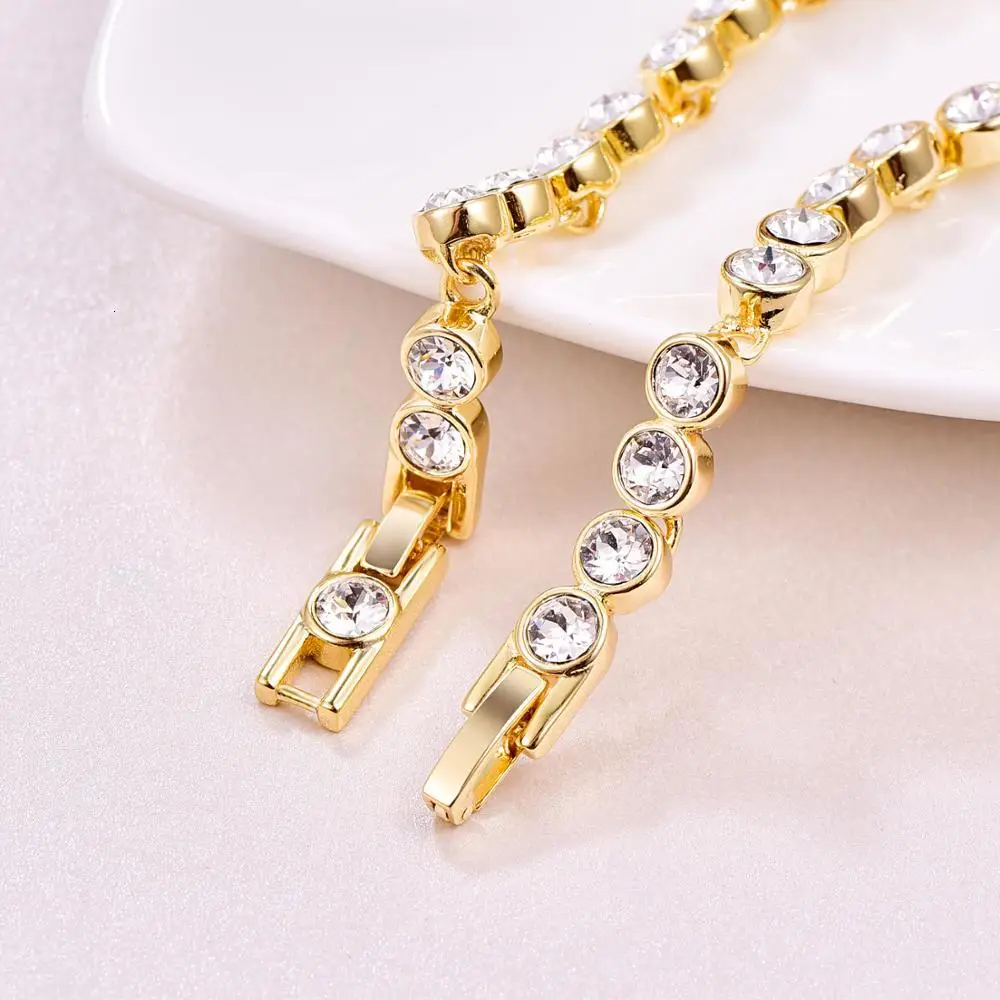 Новые модные женские браслеты с кристаллами Swarovski золотого цвета Роскошные для