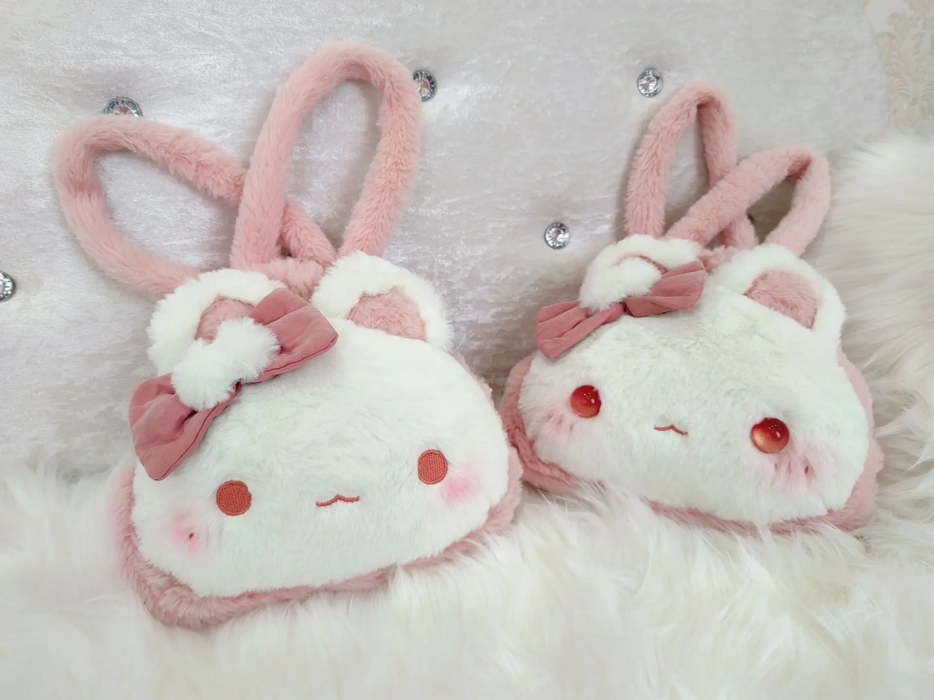 

Оригинальная в стиле "Лолита" JK плюшевый кролик сумка шпион сумка с кроликом белая Цветочная вышивка с кисточками милые девушки подарки на д...