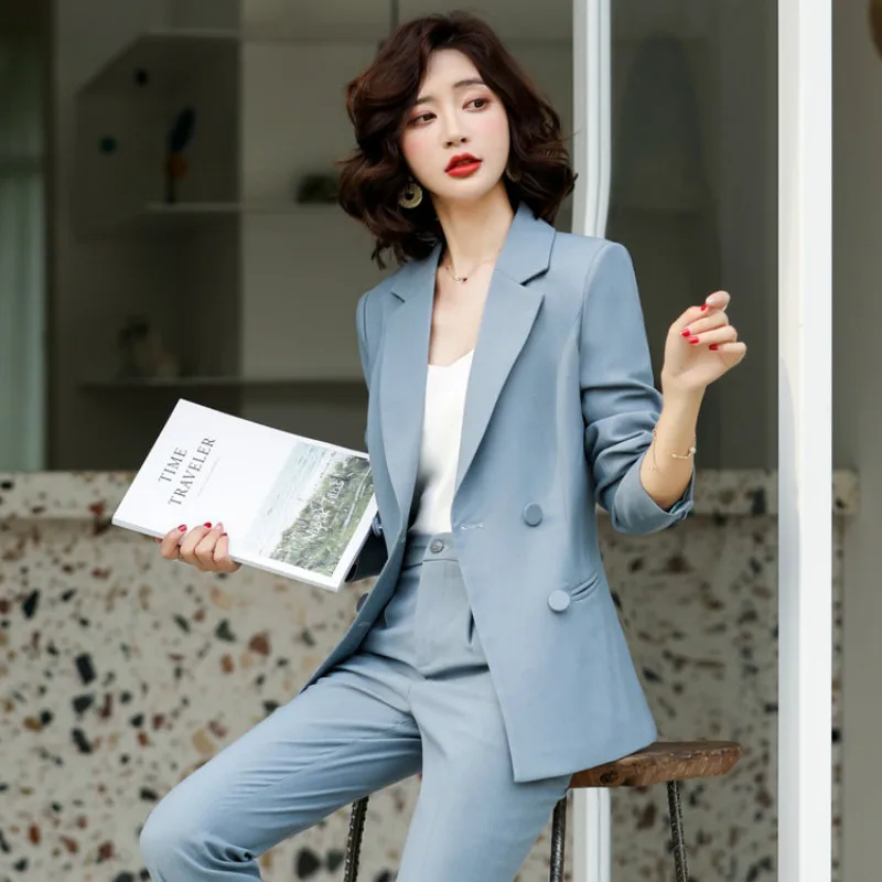 Женский костюм на осень и зиму новый с белым воротником деловое темпераментное