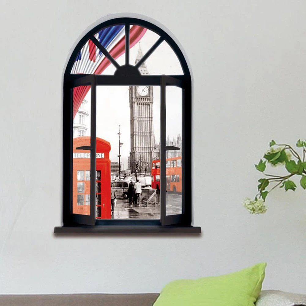 Настенные 3d наклейки в виде башни Съемные Наклейки на стены окна предметы