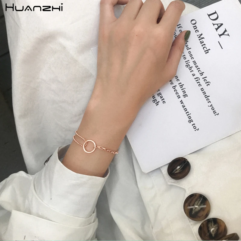 HUANZHI 2019 корейский новый геометрический круг Асимметричная цепочка из розового
