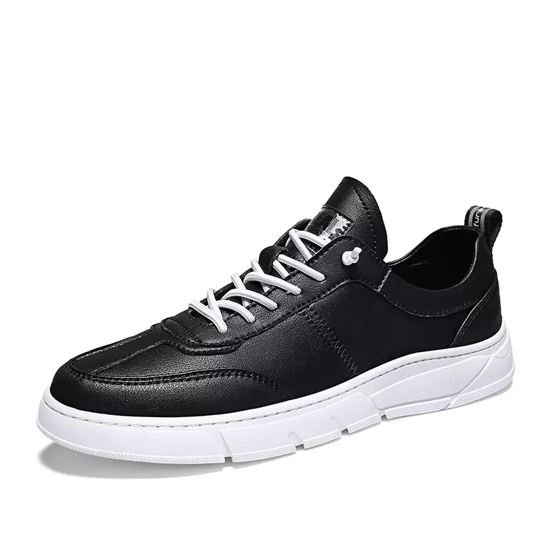 

White Middle Top Mens Shoes Leather Casual Shoes Man Board Sneakers Comfortable Outdoor Men's Tide Shoes Trainers Shoes