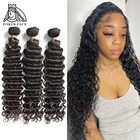 В стиле Poker Face глубокая волна пряди 100% Пряди человеческих волос для наращивания на возраст 3, 4 пряди предложения бразильские волосы вьющиеся пряди человеческих волос