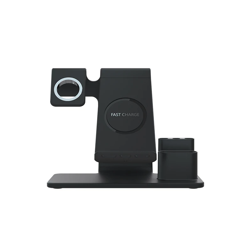 black 10 Вт Qi Беспроводное зарядное устройство для iPhone X XS XR 8 Plus Быстрая зарядка быстрая док-станция для Apple Watch Airpods Cargador Inalambrico - Тип штекера: black
