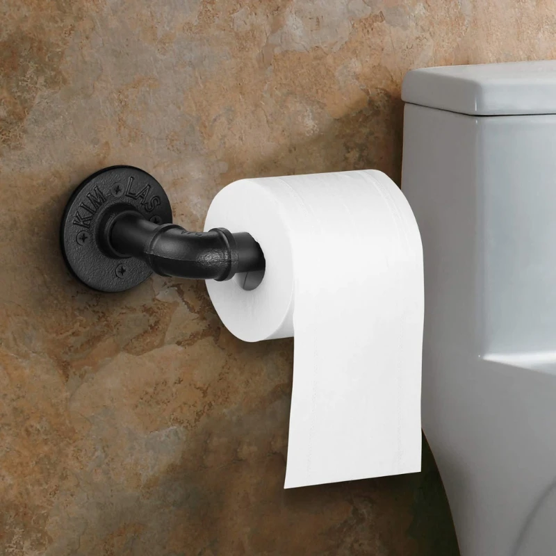

Heavy Duty Rustic Industrial Pipe Toilet Paper Holder Vintage Wall Mounted Kit 85WC